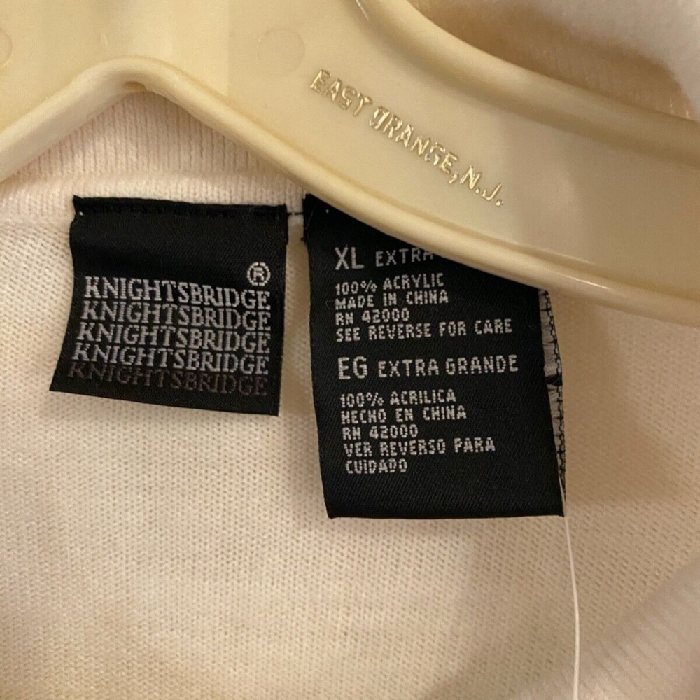 Knightsbridge Sweater Mens XL Collared Long Sleeve 100% Acrylic Ivory - Picture 5 of 5